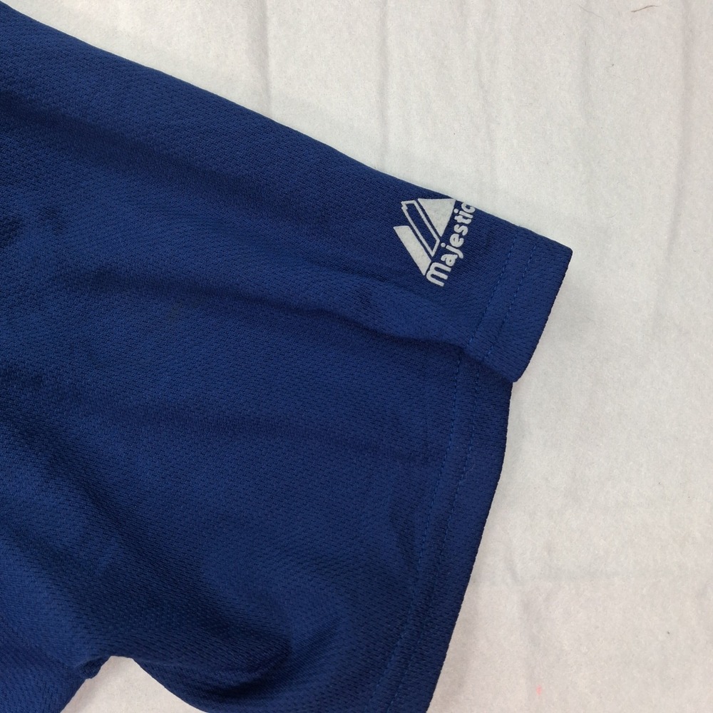 Majestic Jersey Mens Large Cool Base Navy Blue Button Down EUC - Picture 7 of 7
